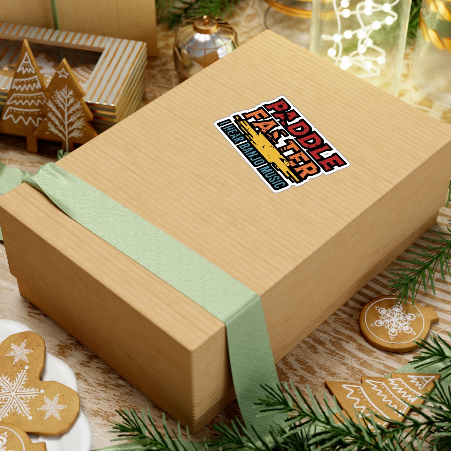 Paddle Faster I Hear Banjo Music - Canoe Sticker for Laptop Sticker. Water Bottle Sticker, Vinyl Canoeing Decal - Canoe Gift