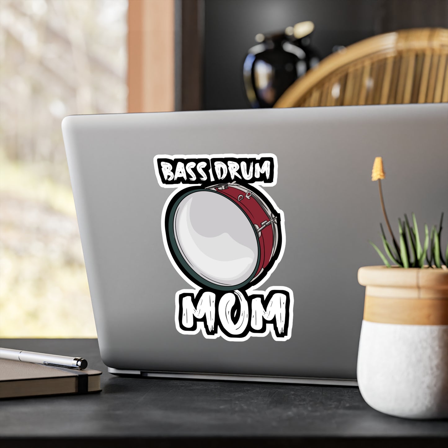 Bass Drum Mom - Marching-band Sticker for Laptop Sticker. Water Bottle Sticker, Vinyl Percussion Decal - Marching-band Gift