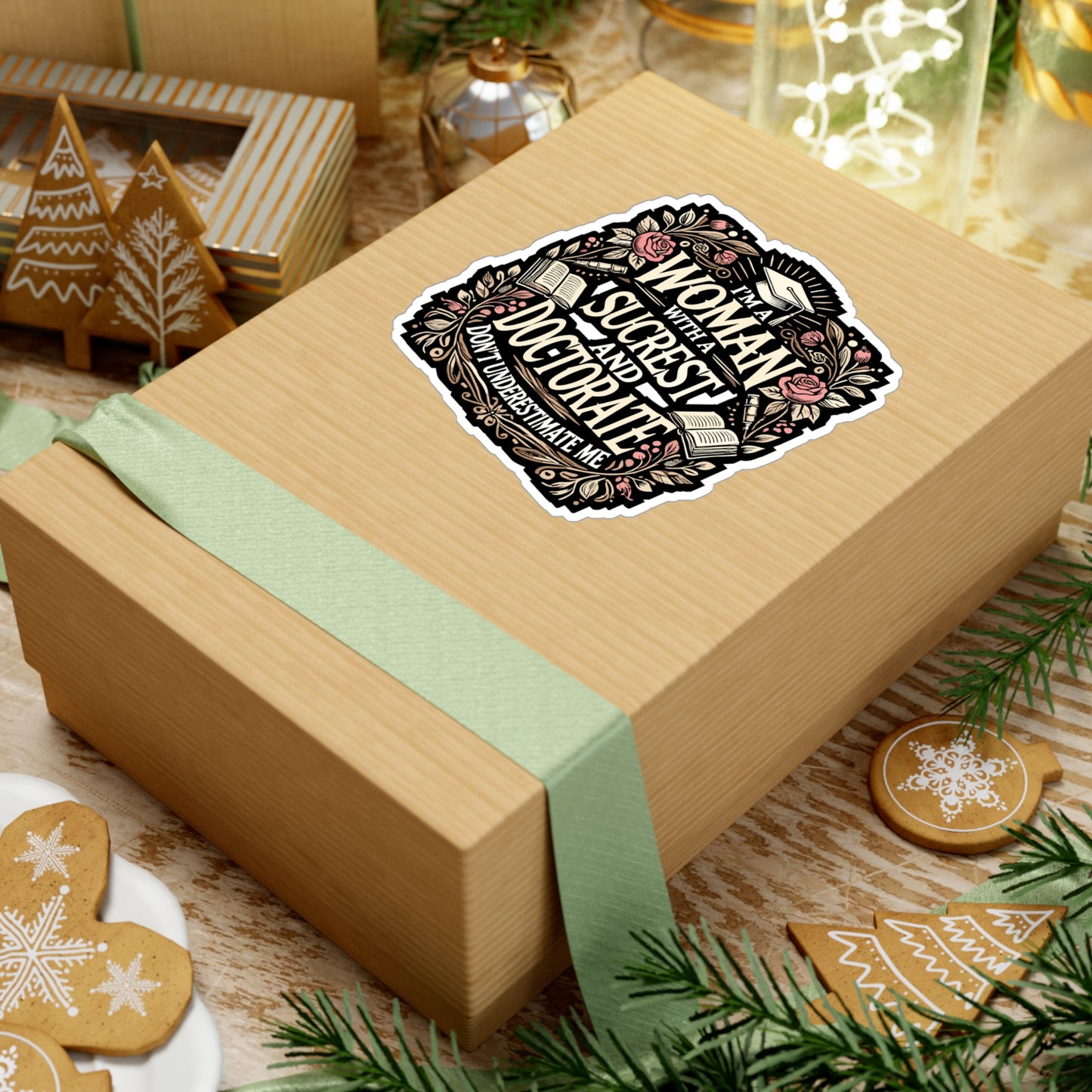 I'm A Woman With A Doctorate Don't Underestimate Me - Educated woman Sticker for Laptop Sticker. Water Bottle Sticker, Vinyl Doctorate Decal - Educated woman Gift