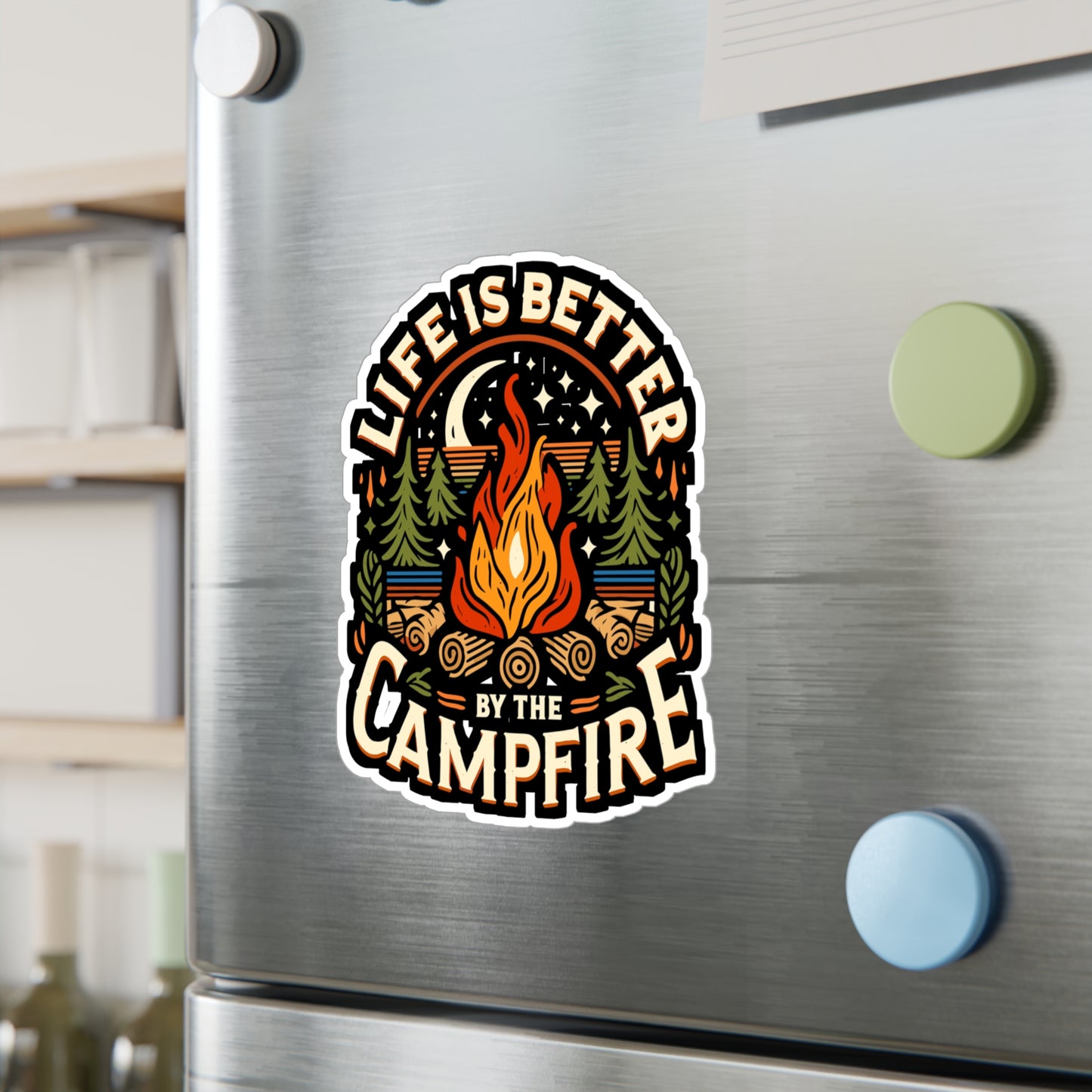 Life Is Better By The Campfire - Camping Sticker for Laptop Sticker. Water Bottle Sticker, Vinyl Nature Decal - Camping Gift