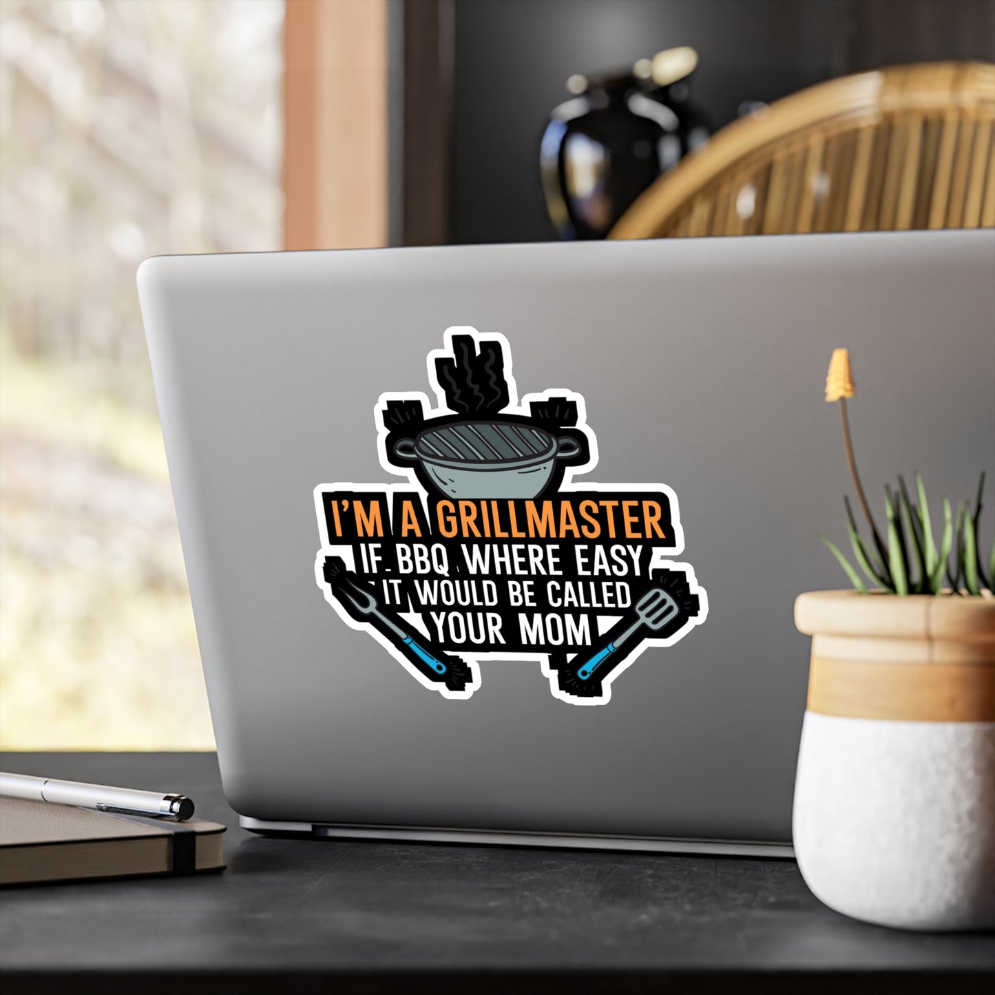 I'm a Grillmaster If BBQ Were Easy it'd Be Called Your Mom - Grill Sticker for Wall, Laptop, Window, Truck, Car Grill Gift Vinyl Grilling Decal Sticker