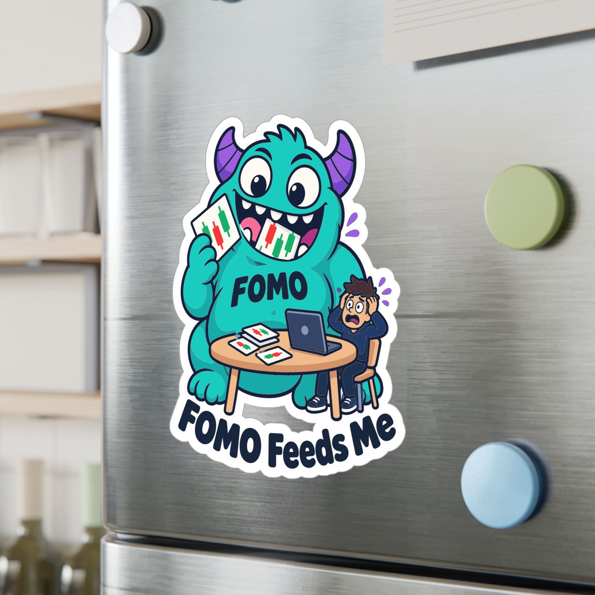 Day Trading Sticker - FOMO Feeds Me Trader Decals for Stock Market and Forex Fans, Laptop or Water Bottle