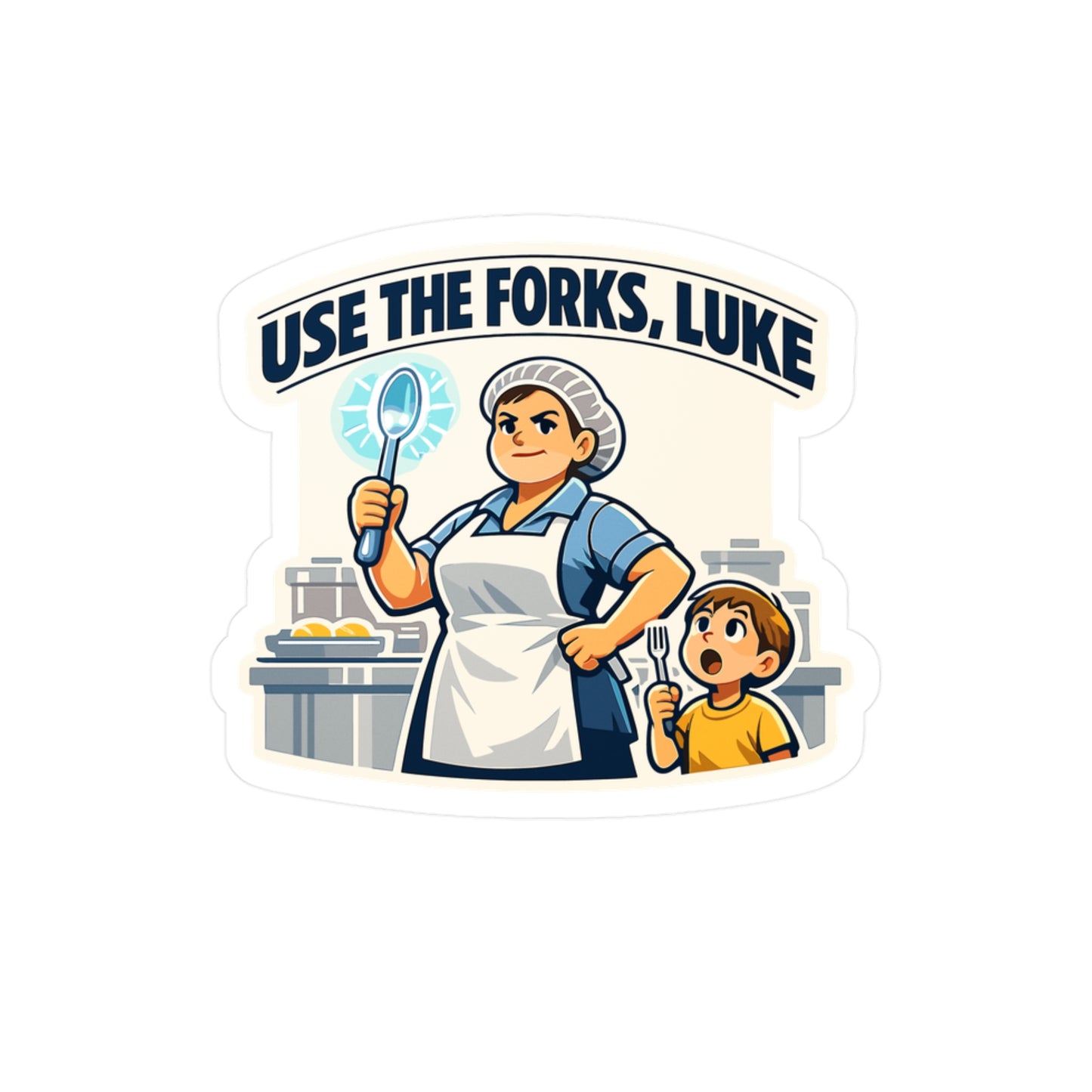 Lunch Lady Sticker Use the Forks, Luke Funny School Canteen Vinyl Waterproof sticker decals for Laptop Water Bottle