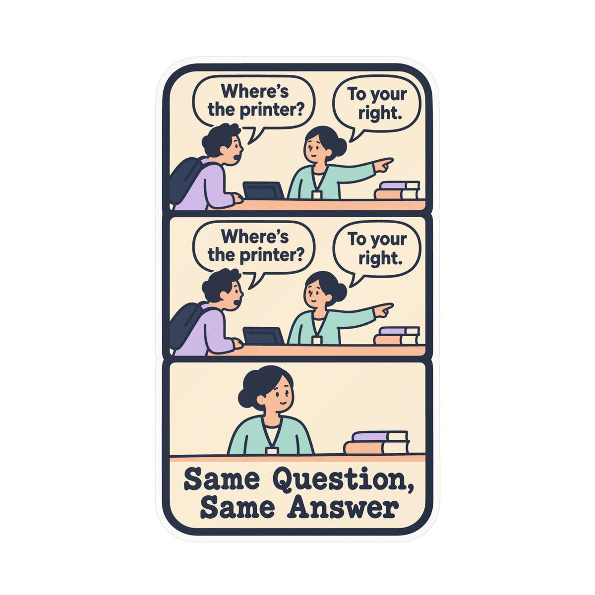 Librarian Sticker – Same Question, Same Answer – Fabulous Magical Unicorn Decals for Laptop and Water Bottle