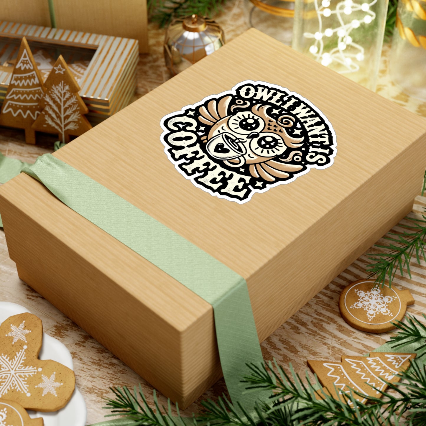 Owl I Want Is Coffee - Coffee Sticker for Car Window Laptop Sticker. Water Bottle Sticker, Vinyl Owl Decal, Nocturnal Sticker - Coffee Gift