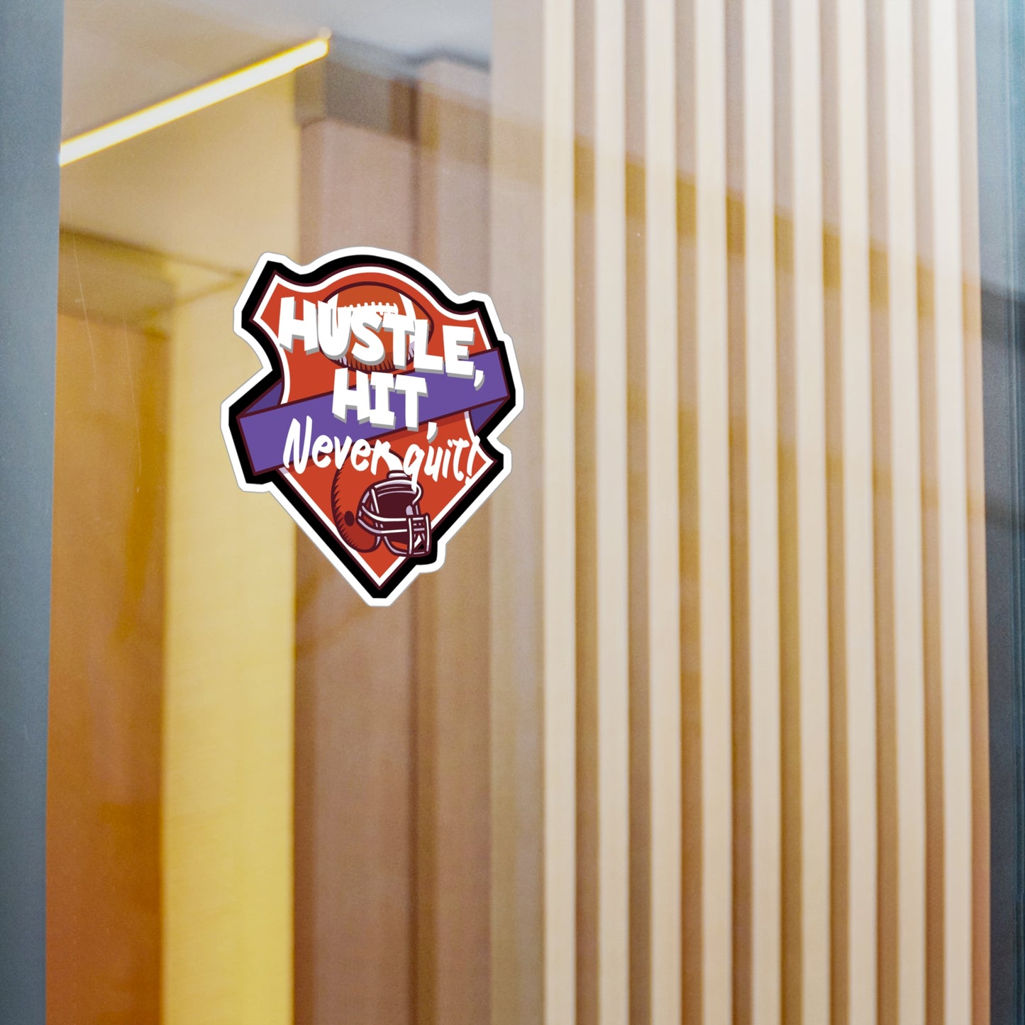 Hustle, Hit, never quit! - Rugby Sticker for Wall, Laptop, Window, Truck, Car Rugby Gift Vinyl Football Decal Sticker