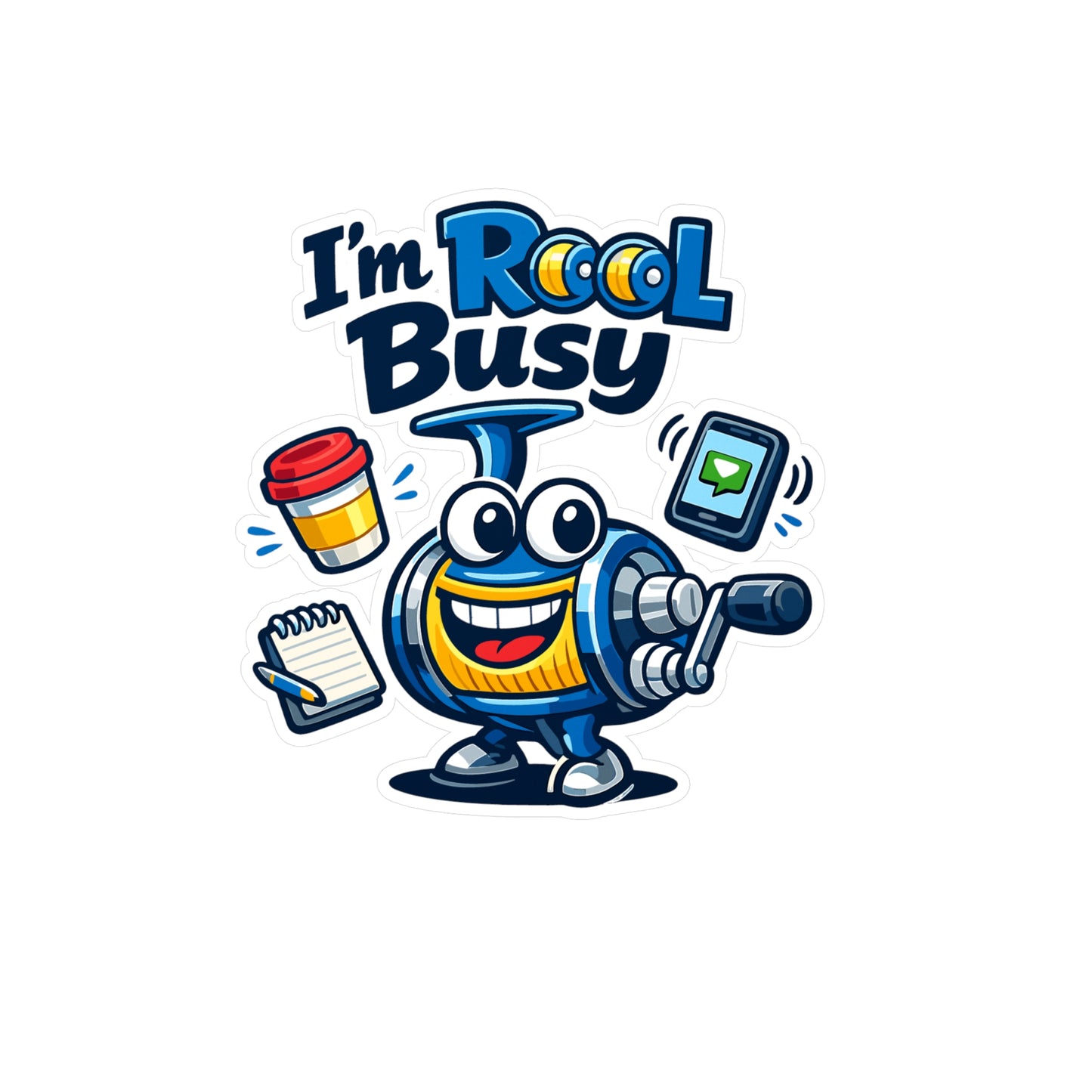 Fishing Sticker “I'm Reel Busy” Funny Angling Lake Boating decals, Waterproof Vinyl for Laptop Water Bottle