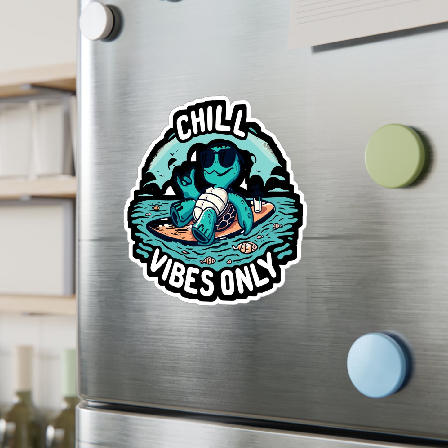 Chill Vibes Only - Relaxation turtle Sticker for Laptop Sticker. Water Bottle Sticker, Vinyl Beach vibes Decal - Relaxation turtle Gift