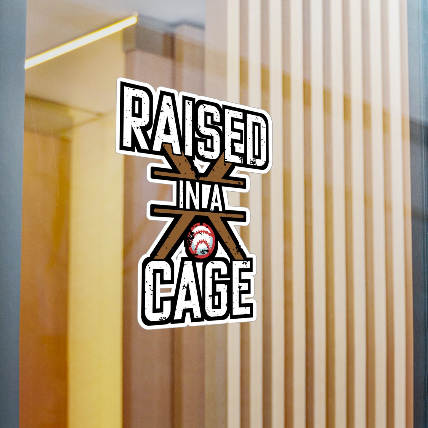 Raised in a Cage - Baseball Sticker for Car Window Laptop Sticker. Water Bottle Sticker, Vinyl Softball Decal, Game Sticker - Baseball Gift