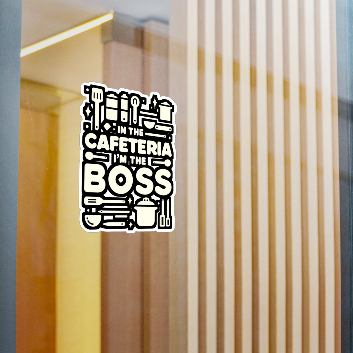 In the cafeteria, I'm the boss - Lunch lady Sticker for Laptop Sticker. Water Bottle Sticker, Vinyl Lunch Decal - Lunch lady Gift