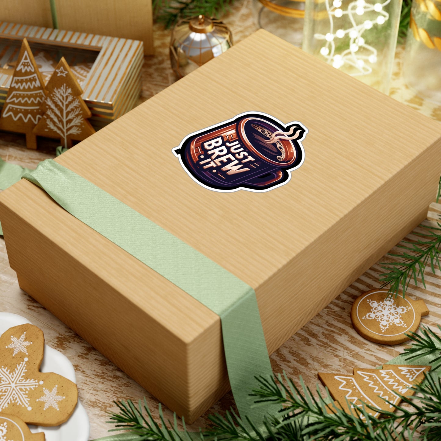 Just Brew It - Coffee Sticker for Car Laptop Sticker. Water Bottle Sticker, Vinyl Brew Decal, Caffeine Sticker - Coffee Gift