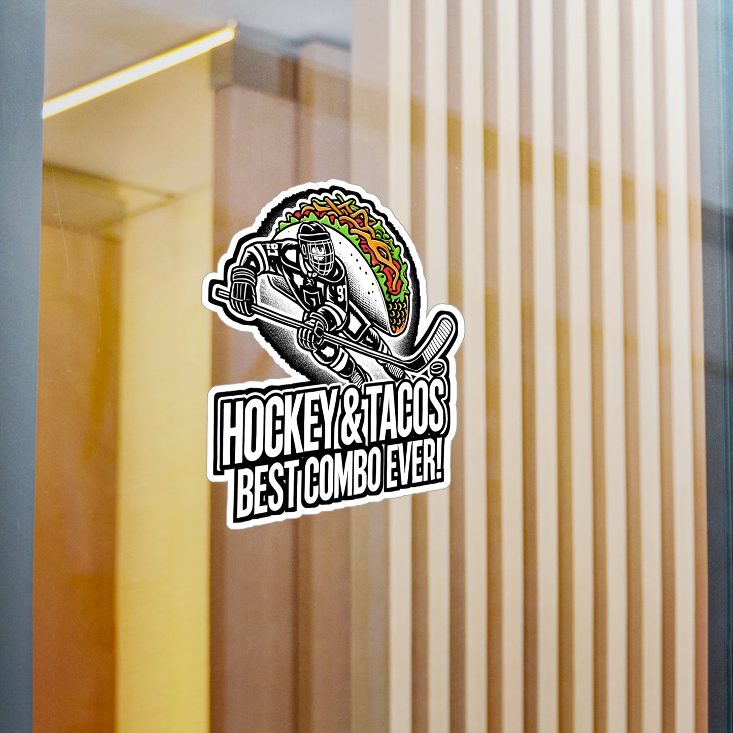 Hockey And Tacos – Vinyl Decal for Car Window, Laptop, or Water Bottle | Funny Hockey Gift for Fans