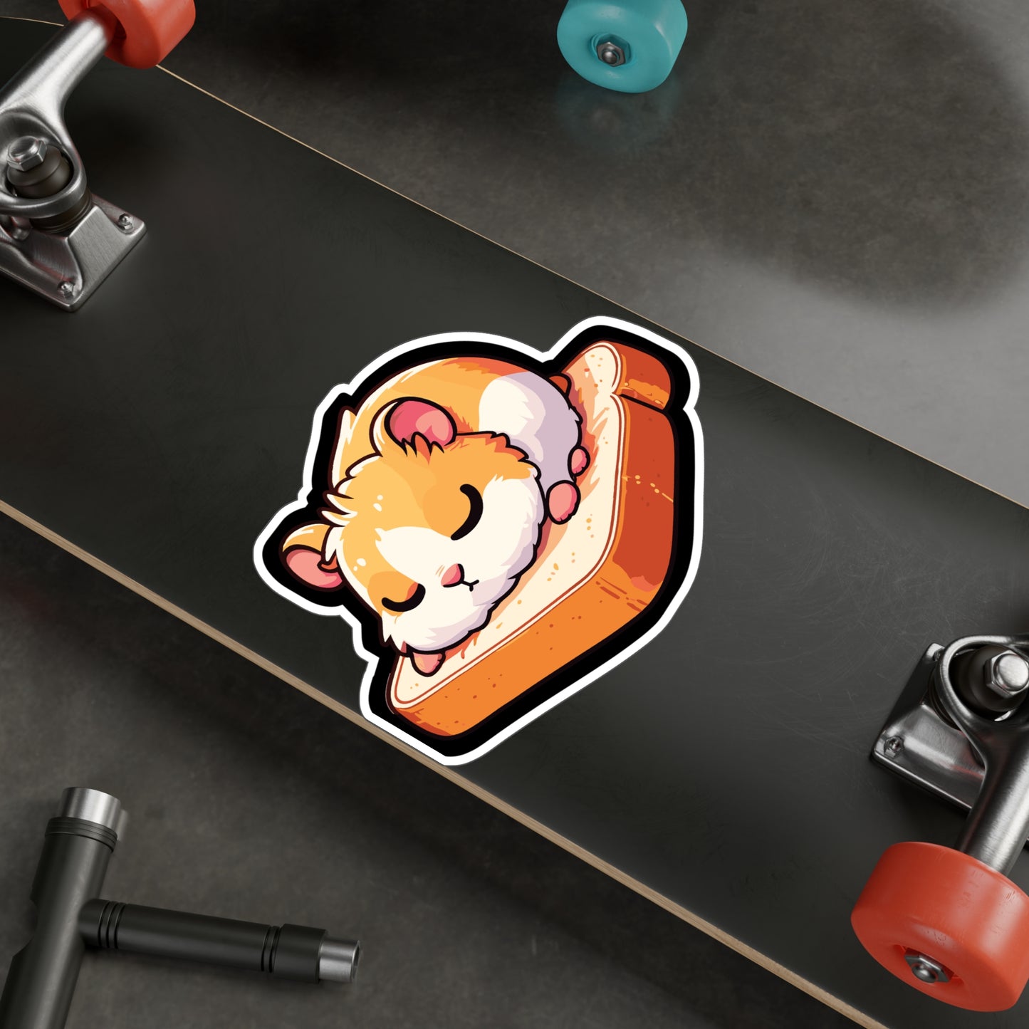 Hamster Sleeping on Toast - Hamster Sticker for Laptop Sticker. Water Bottle Sticker, Vinyl Toast Decal - Hamster Gift