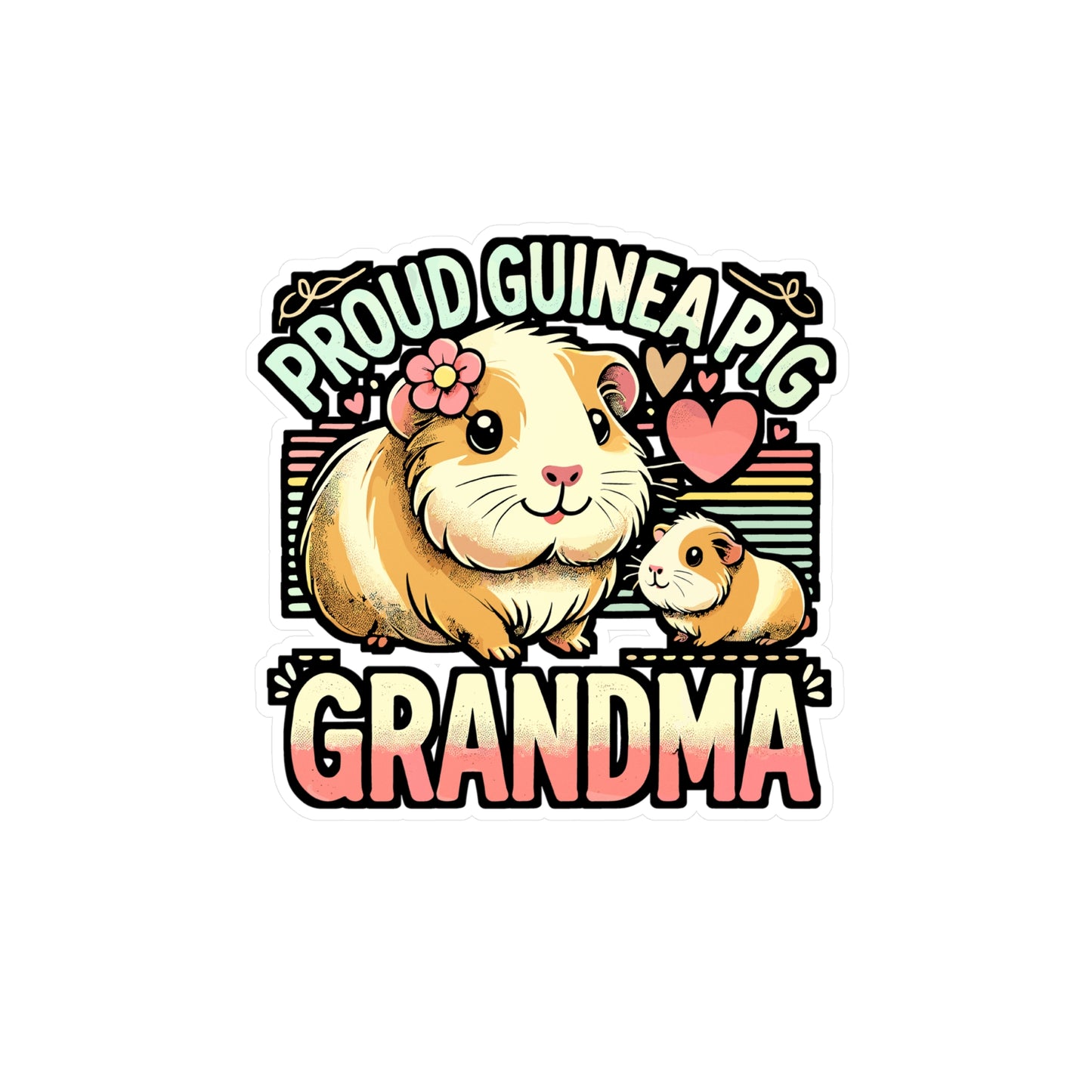 Proud Guinea Pig Grandma – Cute Vinyl Sticker for Laptop or Water Bottle | Funny Pet Owner Gift