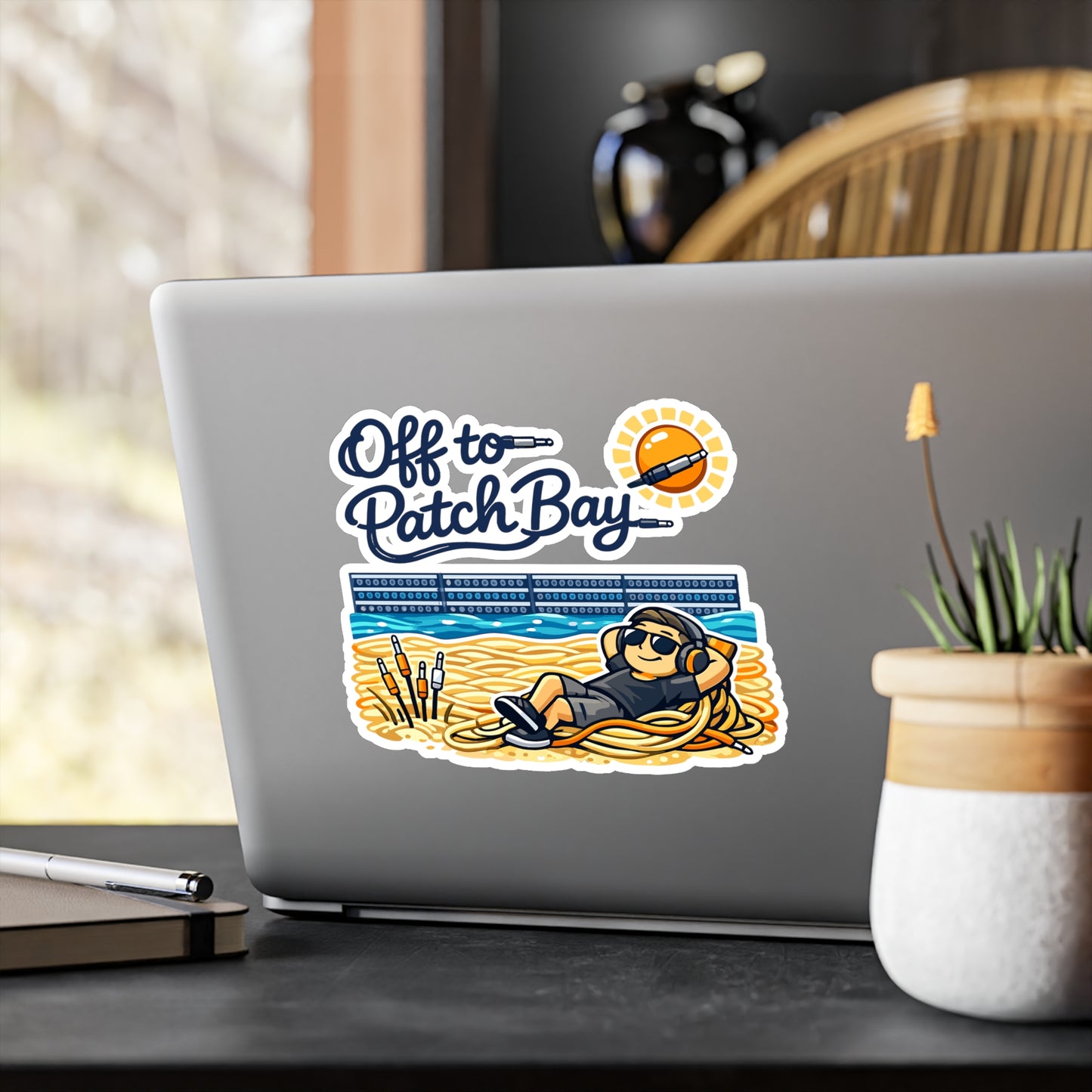 Audio Engineer Sticker Off to Patch Bay – Waterproof Vinyl decals for Laptop, Water Bottle