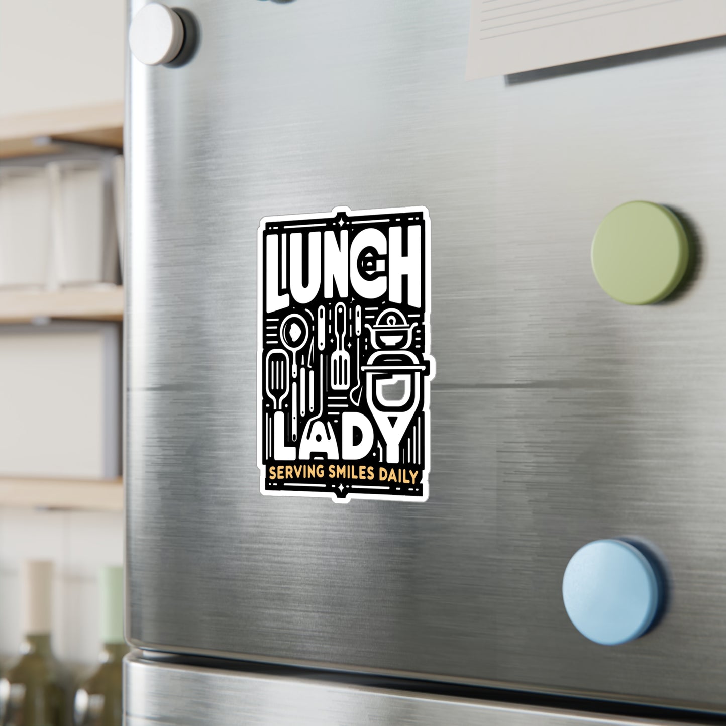 Lunch Lady Serving smiles daily  - Lunch lady Sticker for Laptop Sticker. Water Bottle Sticker, Vinyl Lunch Decal - Lunch lady Gift