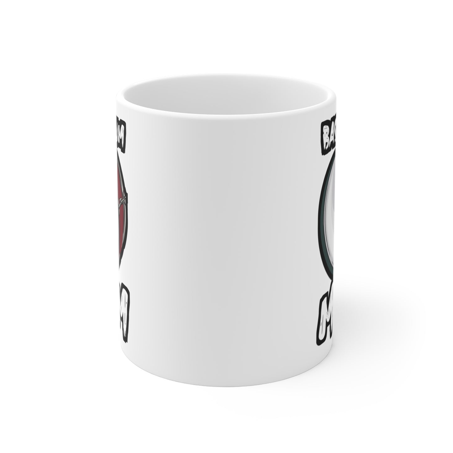 Bass Drum Mom - Marching-band Mug for Coffee 11oz. Marching-band Cup, White ceramic, Percussion Mug, Drummer Tea Cup - Marching-band Gift