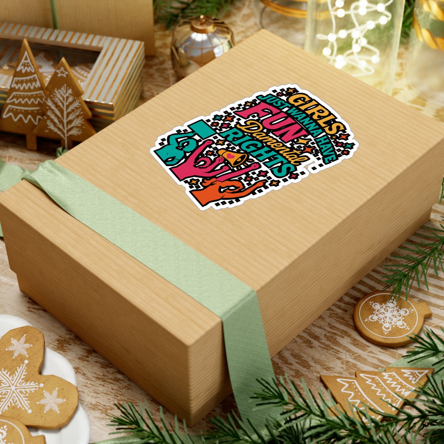 Girls Just Wanna Have FUNdamental Rights – Feminist Sticker for Laptop, Water Bottle & Empowerment Gifts