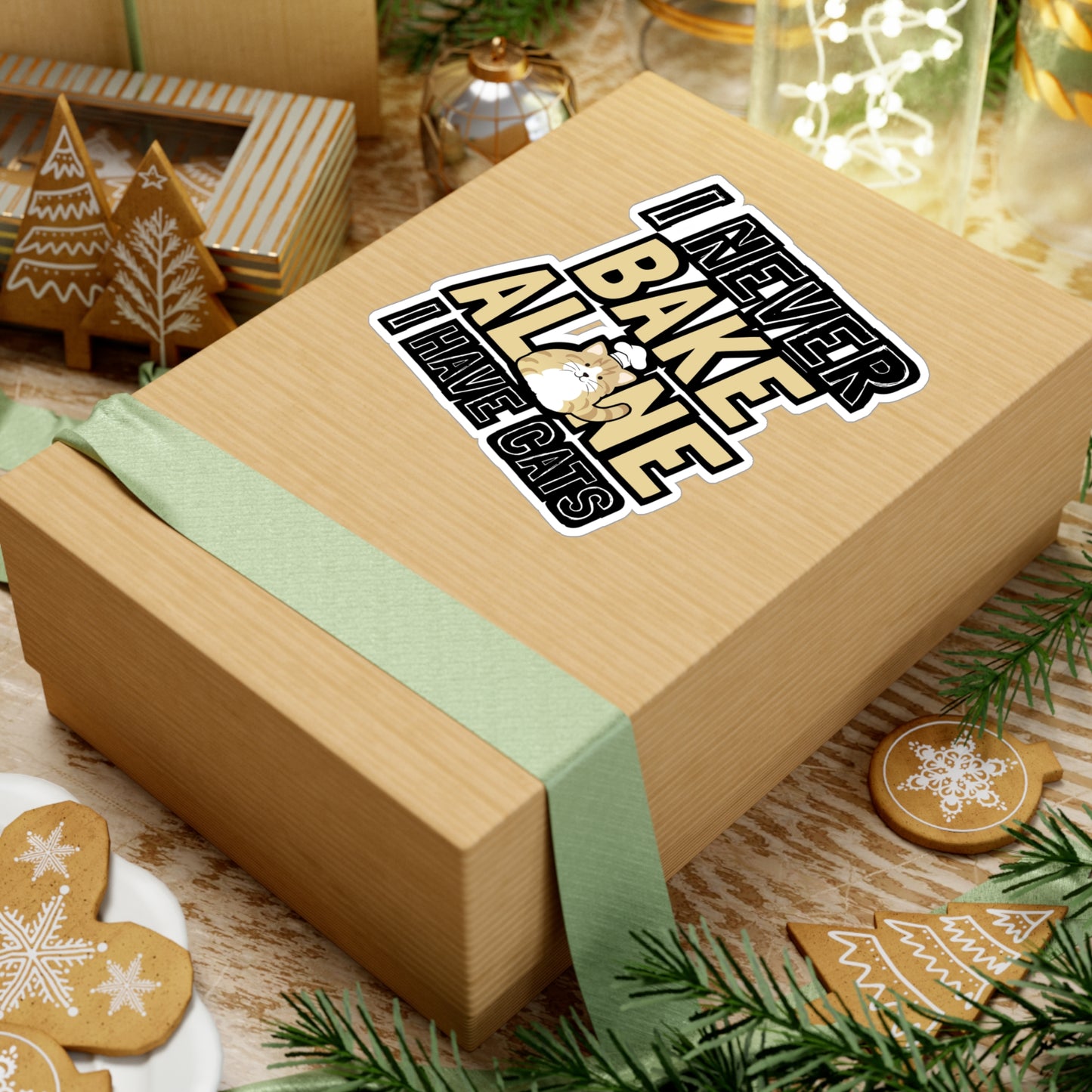 I Never Bake Alone I Have Cats - Baking Sticker for Laptop Sticker. Water Bottle Sticker, Vinyl Cake-decorator Decal - Baking Gift