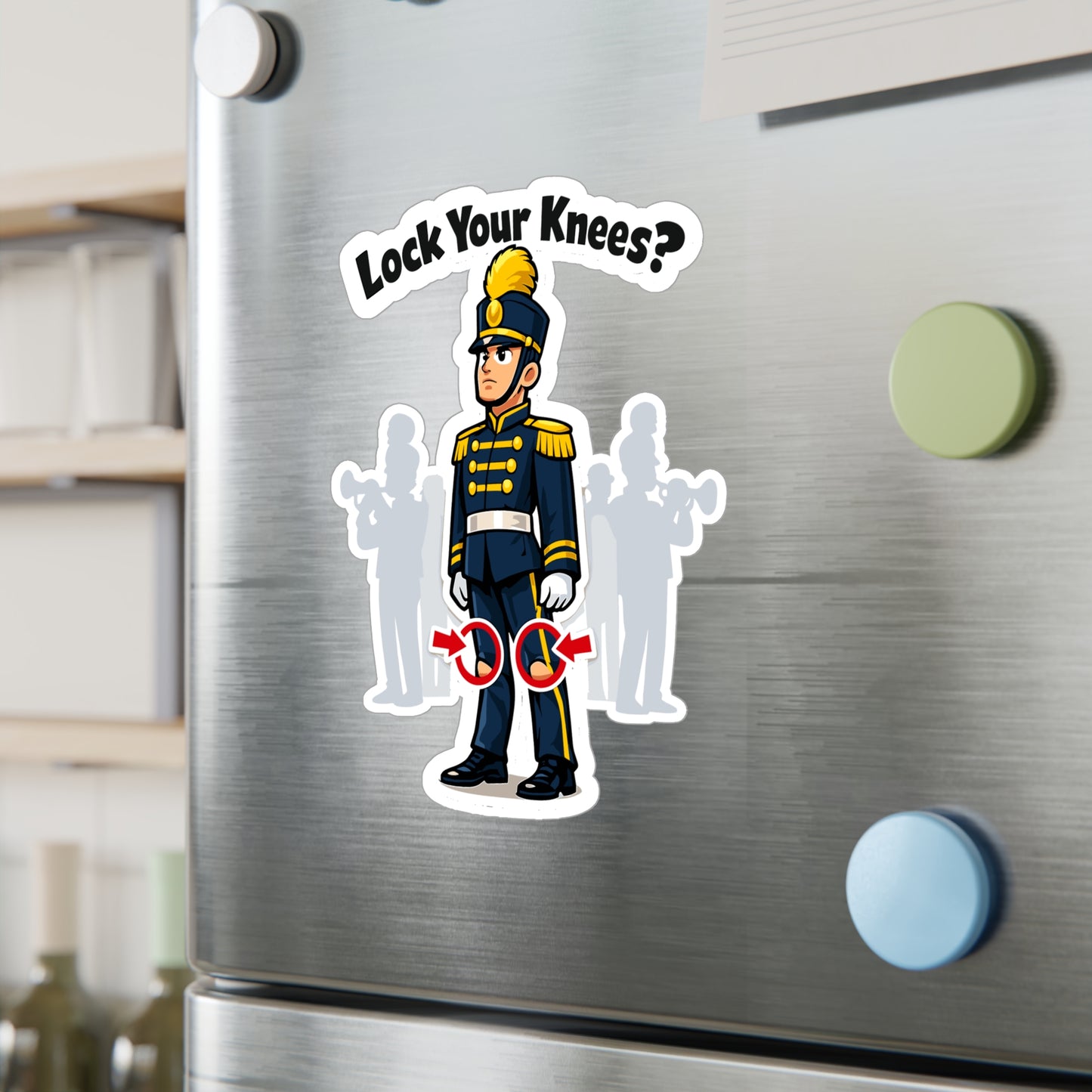 Marching Band Sticker Lock Your Knees? Funny Drummer Band Director Mellophone Vinyl Waterproof Sticker Decals for Laptop Water Bottle