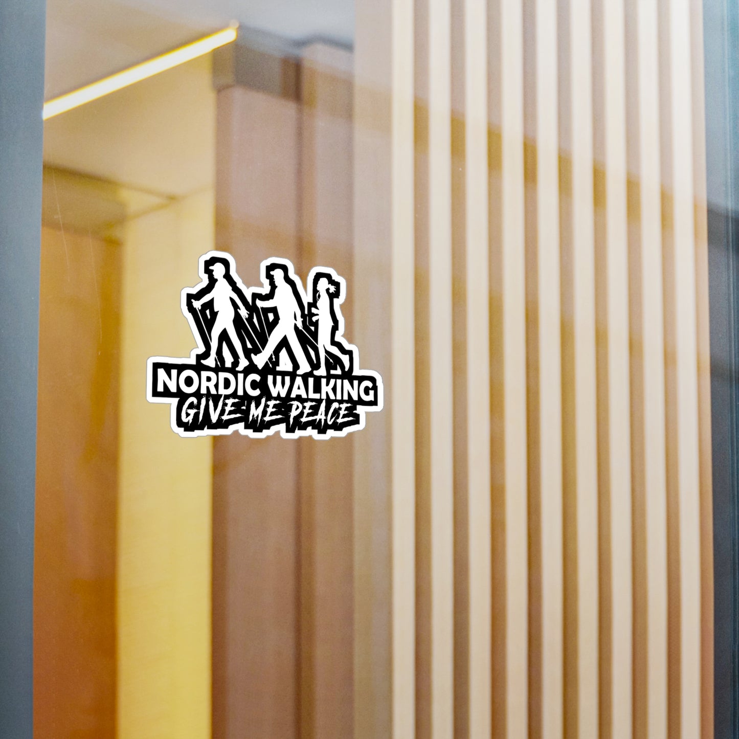 Nordic Walking Give Me Peace - Sports Sticker for Laptop Sticker. Water Bottle Sticker, Vinyl Nature Decal - Sports Gift