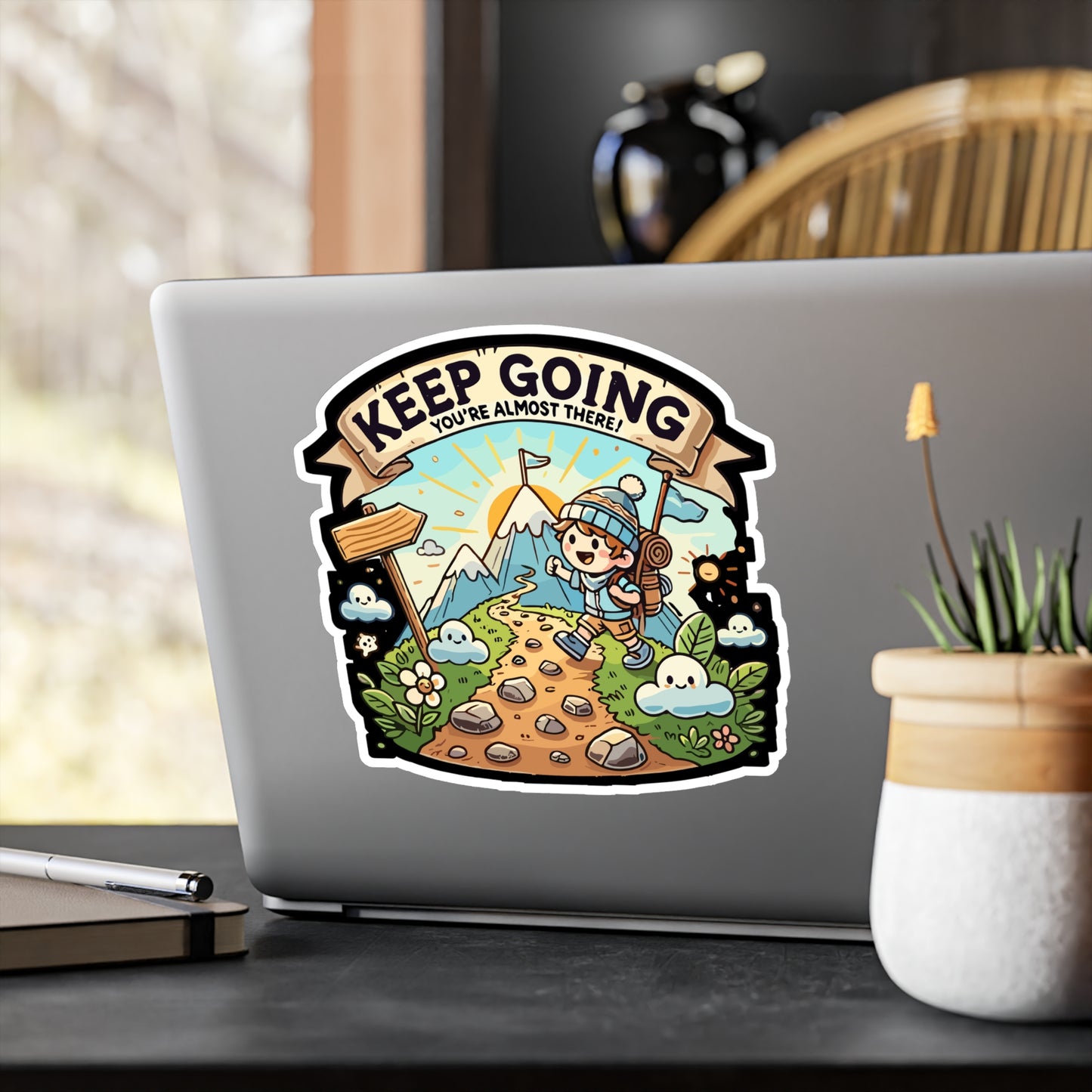 Keep Going, You’re Almost There - Hiking Sticker for Laptop Sticker. Water Bottle Sticker, Vinyl Adventure Decal - Hiking Gift