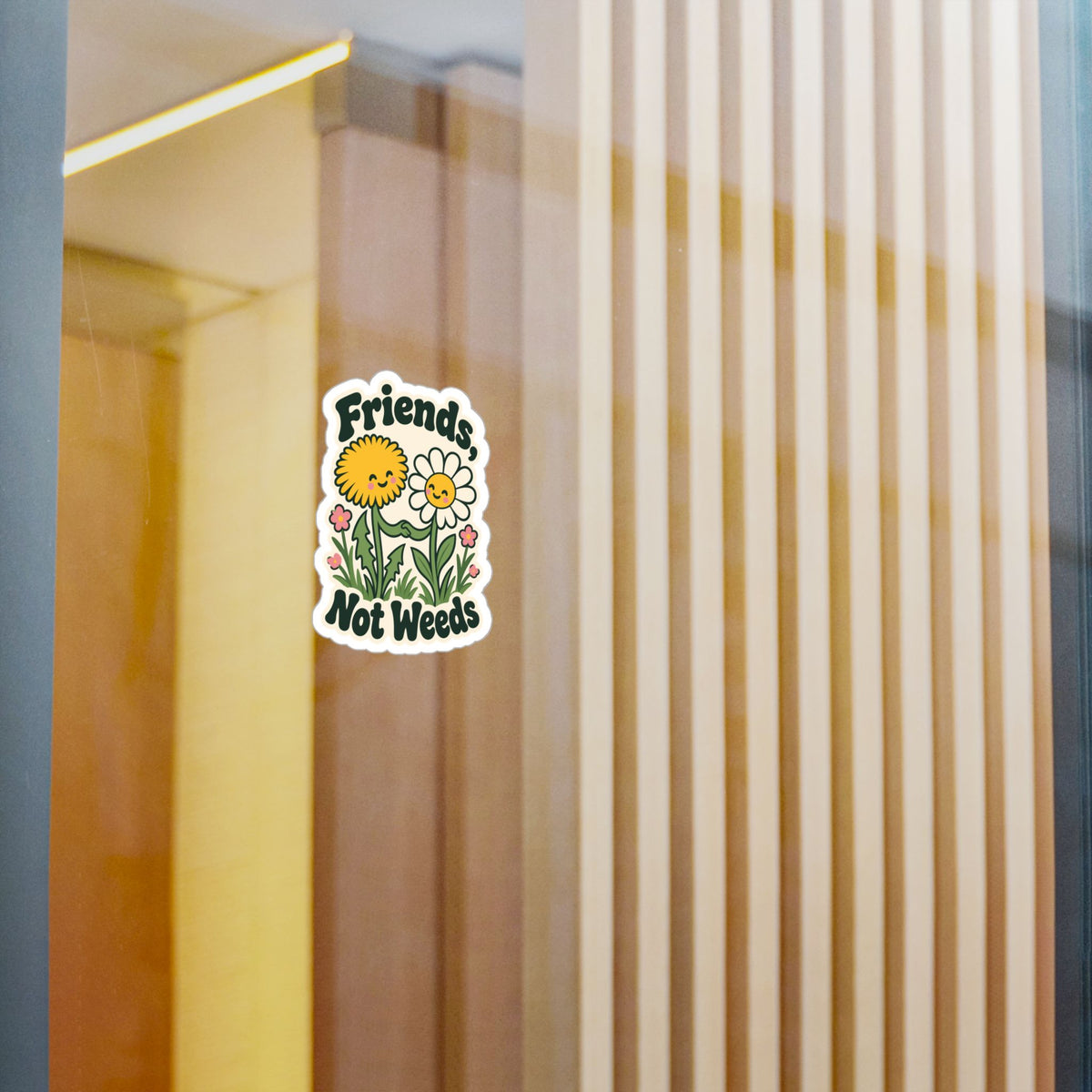 Plants Sticker "Friends Not Weeds" – Dandelion Design Celebrating Nature and Friendship, Decals for Laptop and Water Bottle