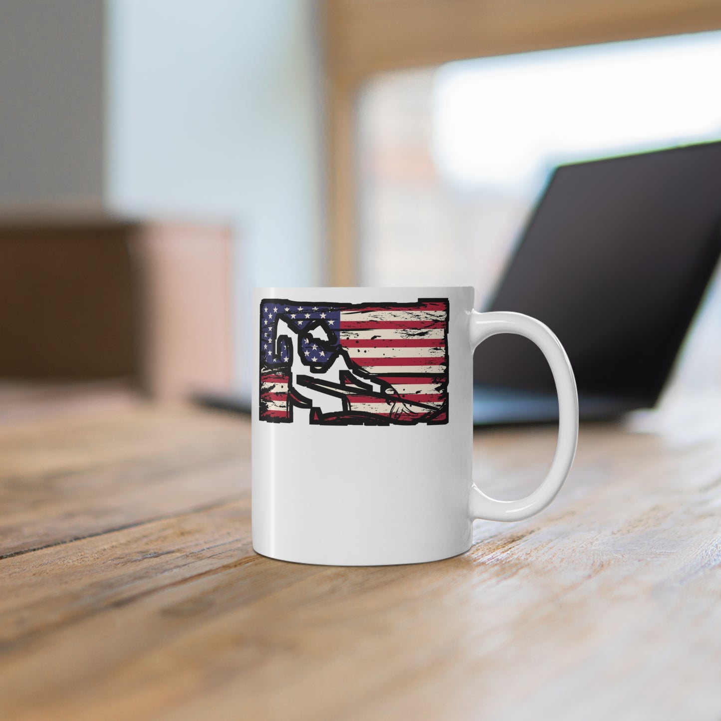 American Flag with Billiard Player - Billiards Mug for Coffee 11oz. Billiards Cup, White ceramic, Pool Mug, Chalk Tea Cup - Billiards Gift