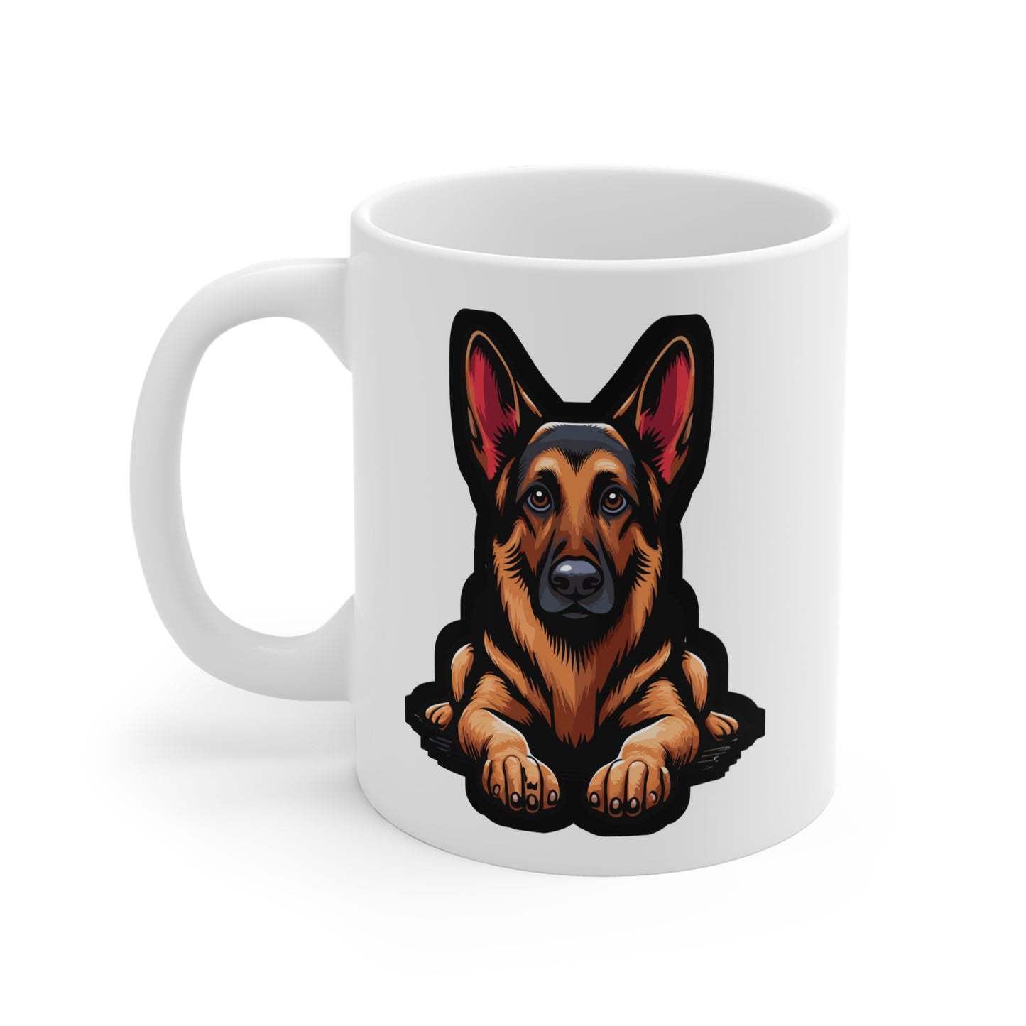 German Shepherd - German Mug for Coffee 11oz. German Cup, White ceramic, Shepherd Mug, Guard Tea Cup - German Gift