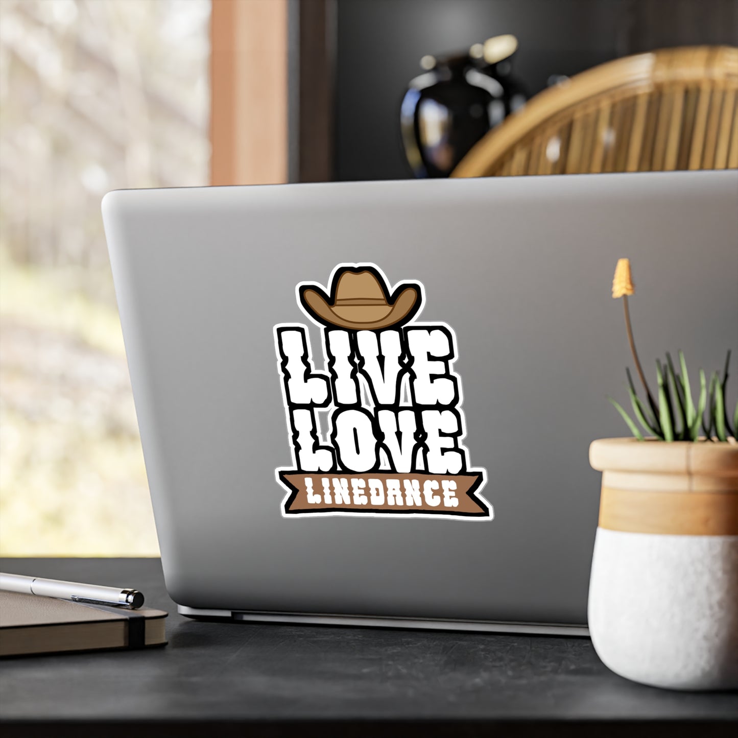 Live love linedance - Cowboy hat Sticker for Wall, Laptop, Window, Truck, Car Cowboy hat Gift Vinyl Step Decal Sticker