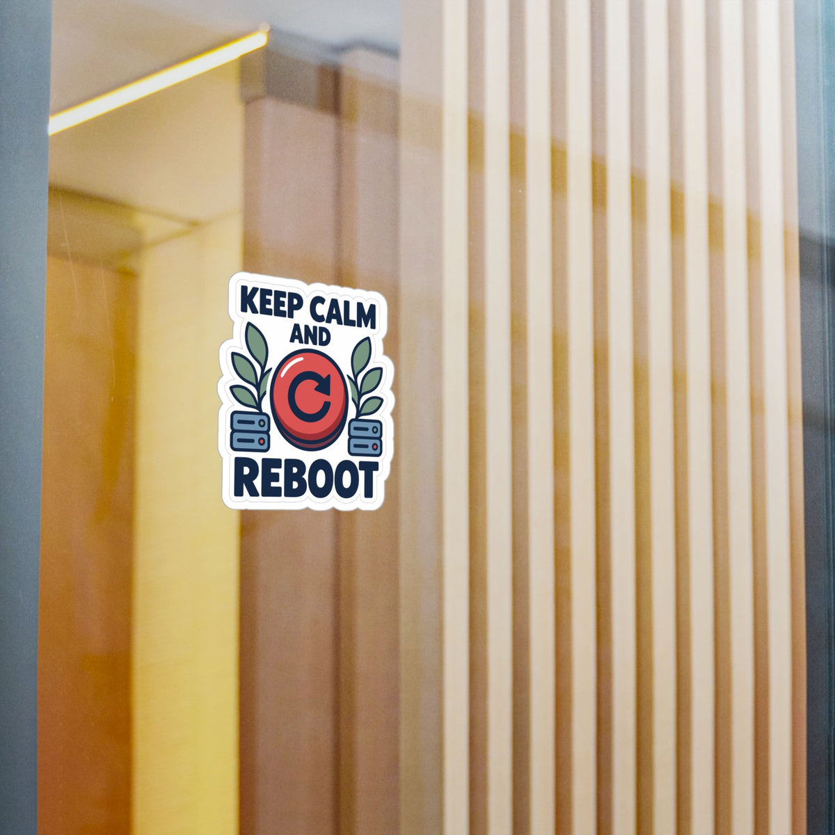 Tech Sticker - Keep Calm And Reboot, Button & Bandage Design Decals for Laptop or Water Bottle