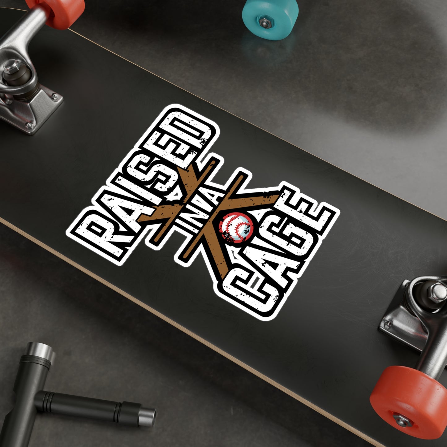 Raised in a Cage - Baseball Sticker for Car Window Laptop Sticker. Water Bottle Sticker, Vinyl Softball Decal, Game Sticker - Baseball Gift