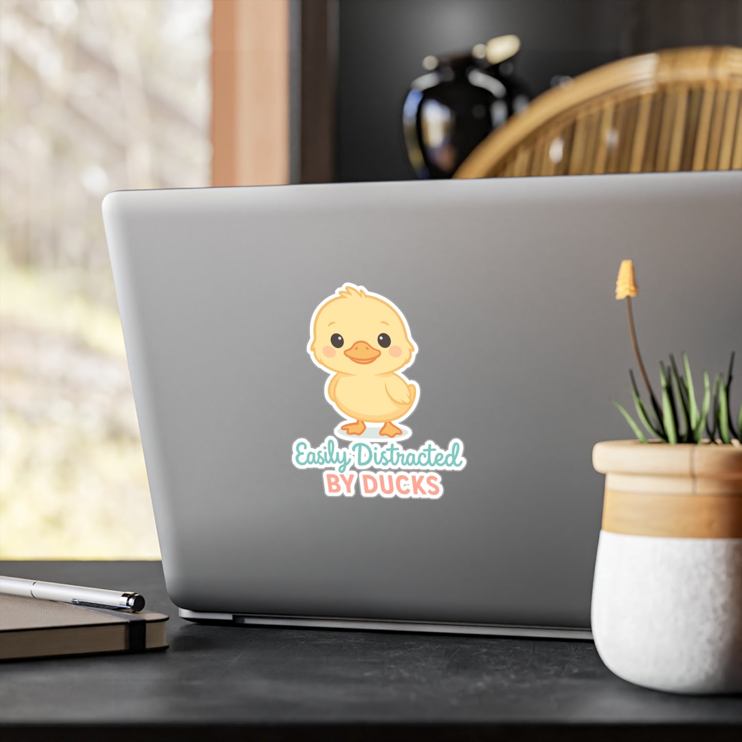 Easily Distracted By Ducks - Duckling Sticker for Laptop or Water Bottle – Gift for Duck Lovers and Animal Fans