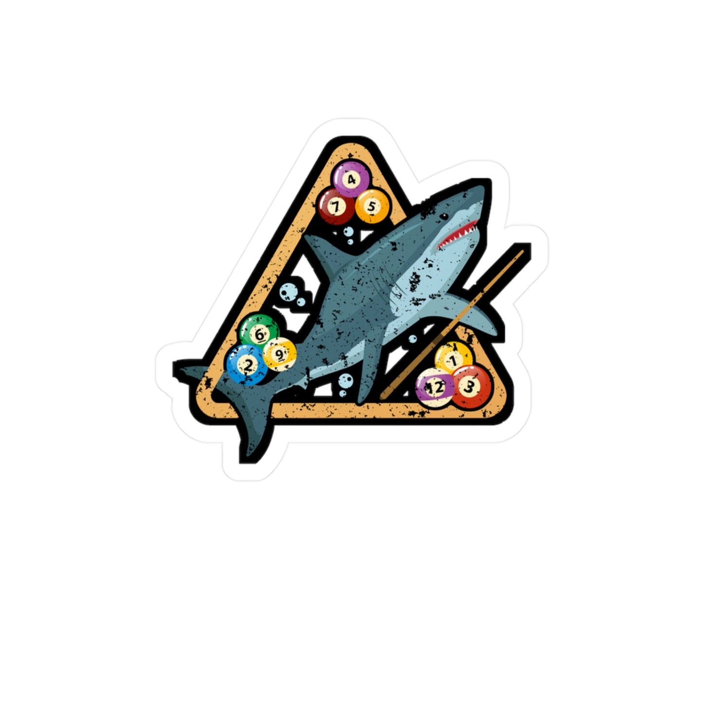 Shark Playing Billiards - Billiards Sticker for Laptop Sticker. Water Bottle Sticker, Vinyl Pool Decal - Billiards Gift