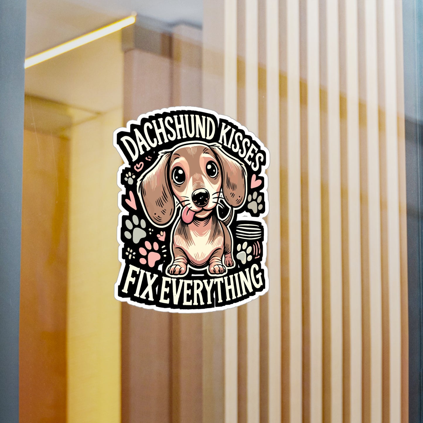 Dachshund Kisses Fix Everything - Dachshund Sticker for Laptop Sticker. Water Bottle Sticker, Vinyl Dog kisses Decal - Dachshund Gift