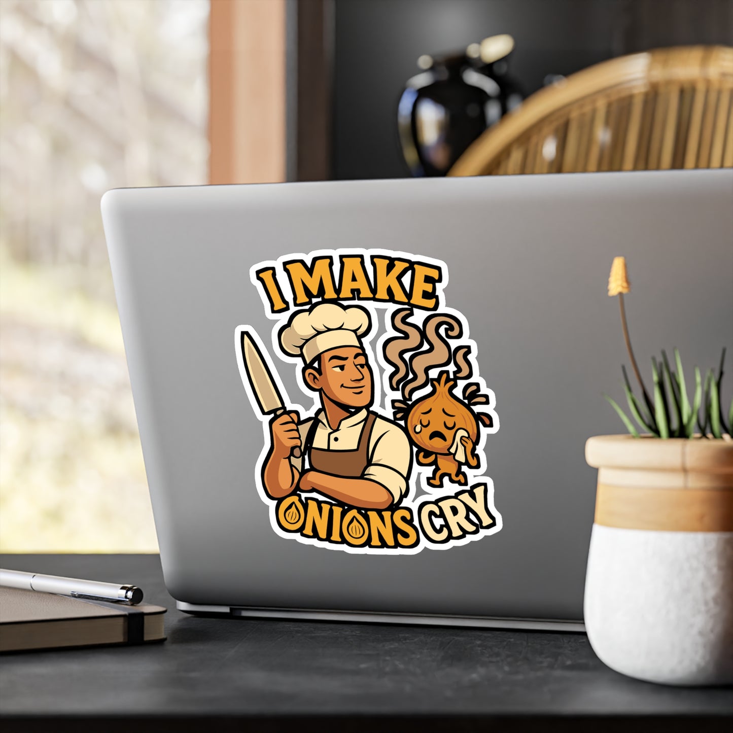 Chef Sticker – Funny "I Make Onions Cry" Decals for Cook, Waterproof Vinyl Gift for Laptop, Water Bottle, Kitchen Decor