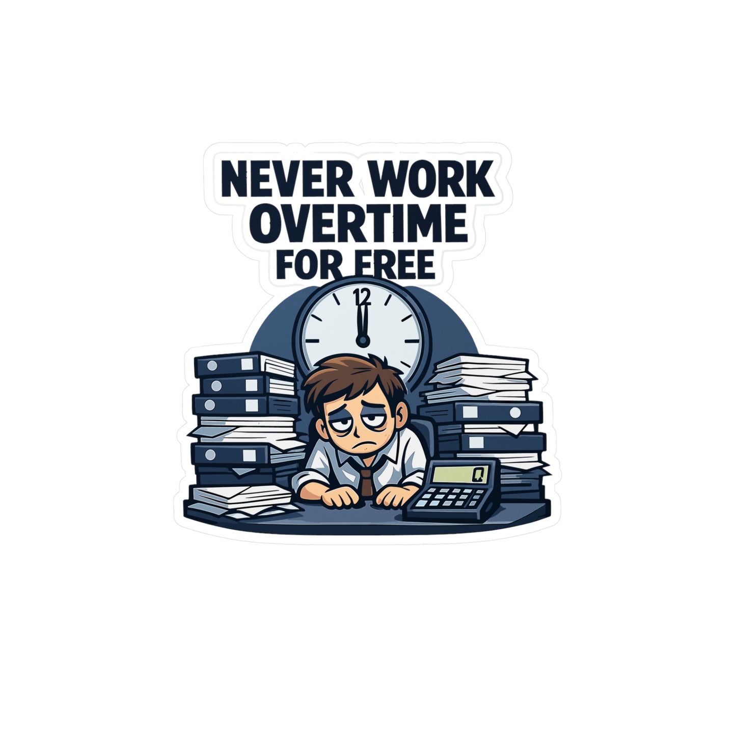 Accountant Sticker Never Work Overtime For Free Funny Spreadsheet Balance Amortization Vinyl sticker decals for Laptop Water Bottle Waterproof