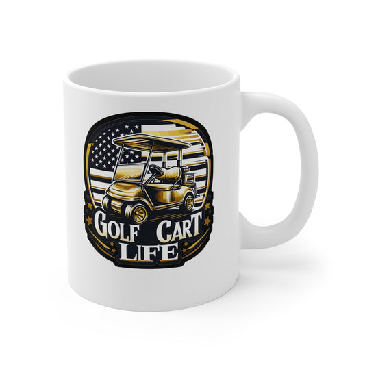 Golf Cart Life   - Golf Mug for Coffee 11oz. Golf Cup, White ceramic, Golfer Mug, Hole Tea Cup - Golf Gift