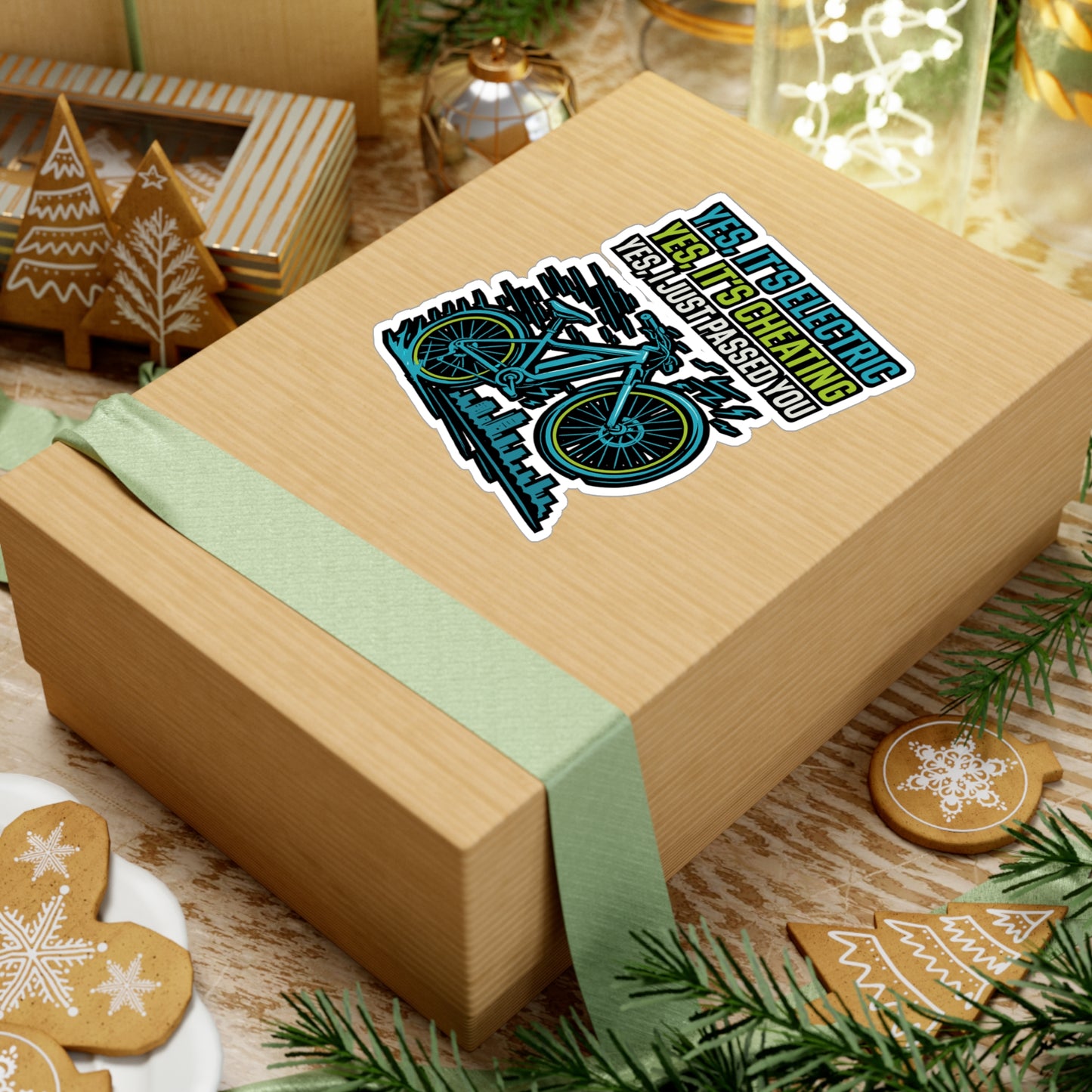 E Bike Sticker – "Yes It's Electric Yes It's Cheating Yes I Just Passed You" Funny Decals for Electric Bike, Ecycling, Waterproof Vinyl for Helmet or Water Bottle