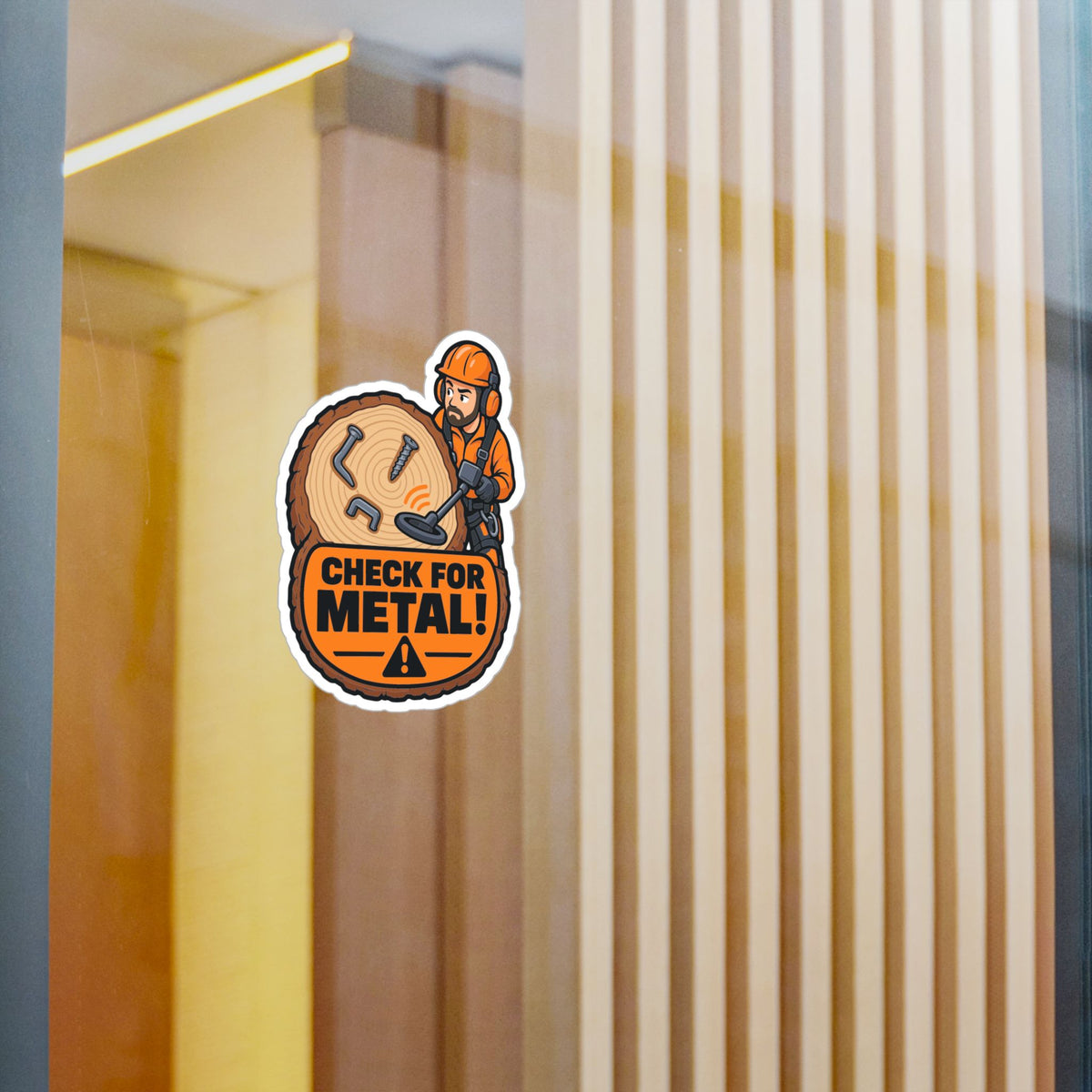Tree Sticker "Check for Metal!" – Funny Tree Worker and Branch Manager Decals for Laptop or Water Bottle