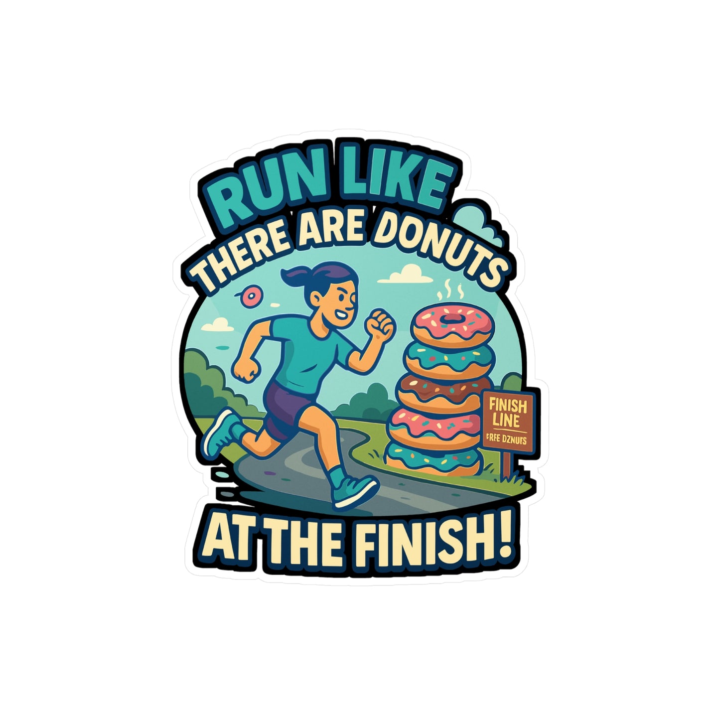 Run Like There Are Donuts At The Finish - Running Sticker for Water Bottle, Laptop - Gift for Runners, Athletes, Fitness Lovers