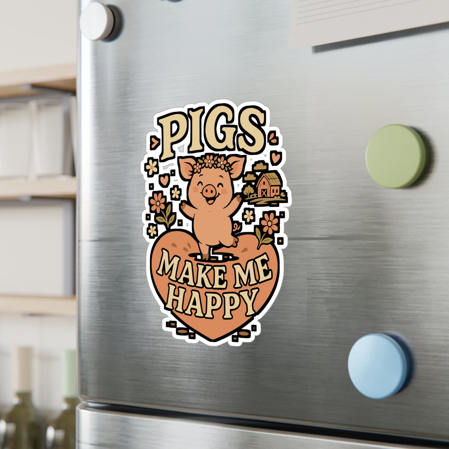 Pigs Make Me Happy – Farmer Sticker for Car, Laptop, Water Bottle & Animal Lover Gifts