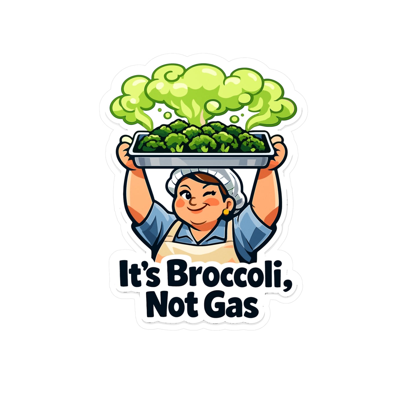 Lunch Lady Sticker It's Broccoli, Not Gas Funny School Canteen Decals Waterproof Vinyl for Laptop Water Bottle