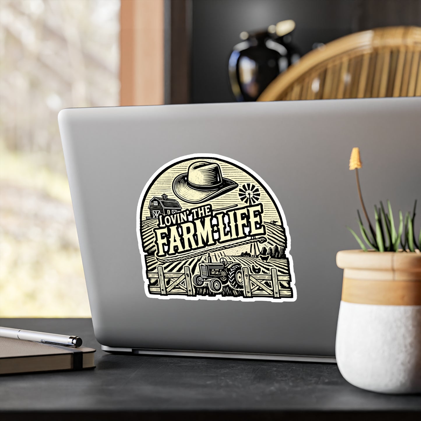 Lovin' The Farm Life – Vinyl Sticker with Tractor Design for Laptop or Water Bottle | Rustic Farm Gift for Farmers