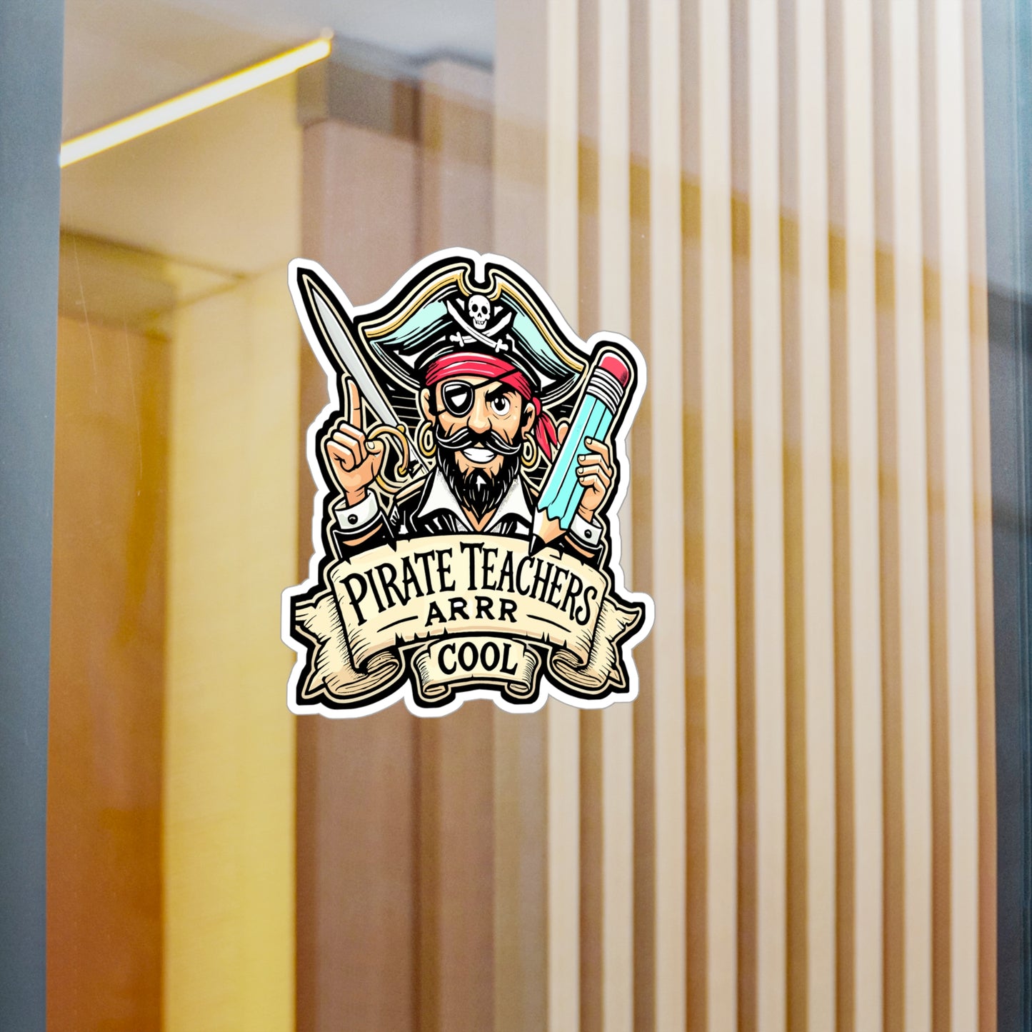 Pirate Teachers Arrr Cool – Vinyl Sticker for Laptop or Water Bottle | Funny Teacher Gift, Pirate Decor