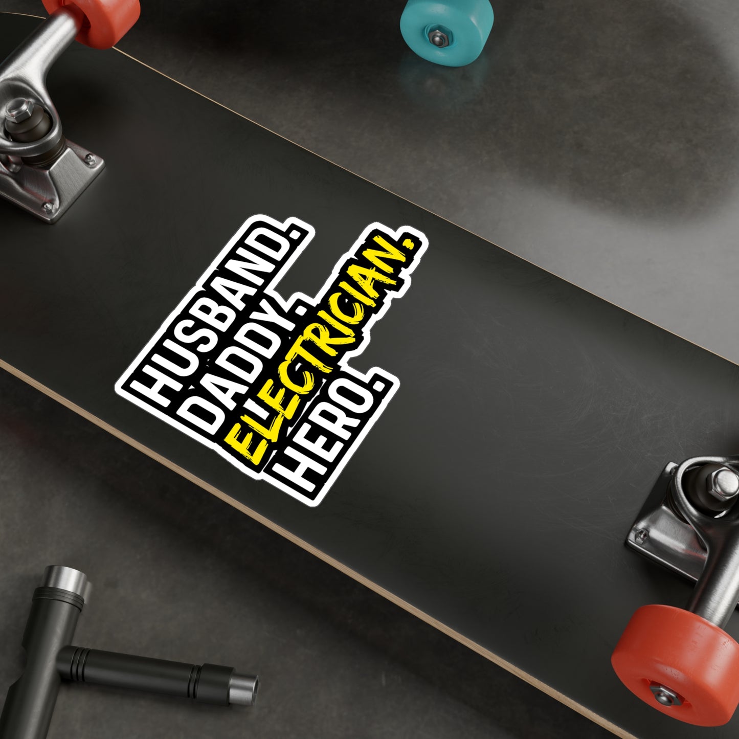 Husband Daddy Electricia Hero - Electrician Sticker for Wall, Laptop, Window, Truck, Car Electrician Gift Vinyl Stripper Decal Sticker