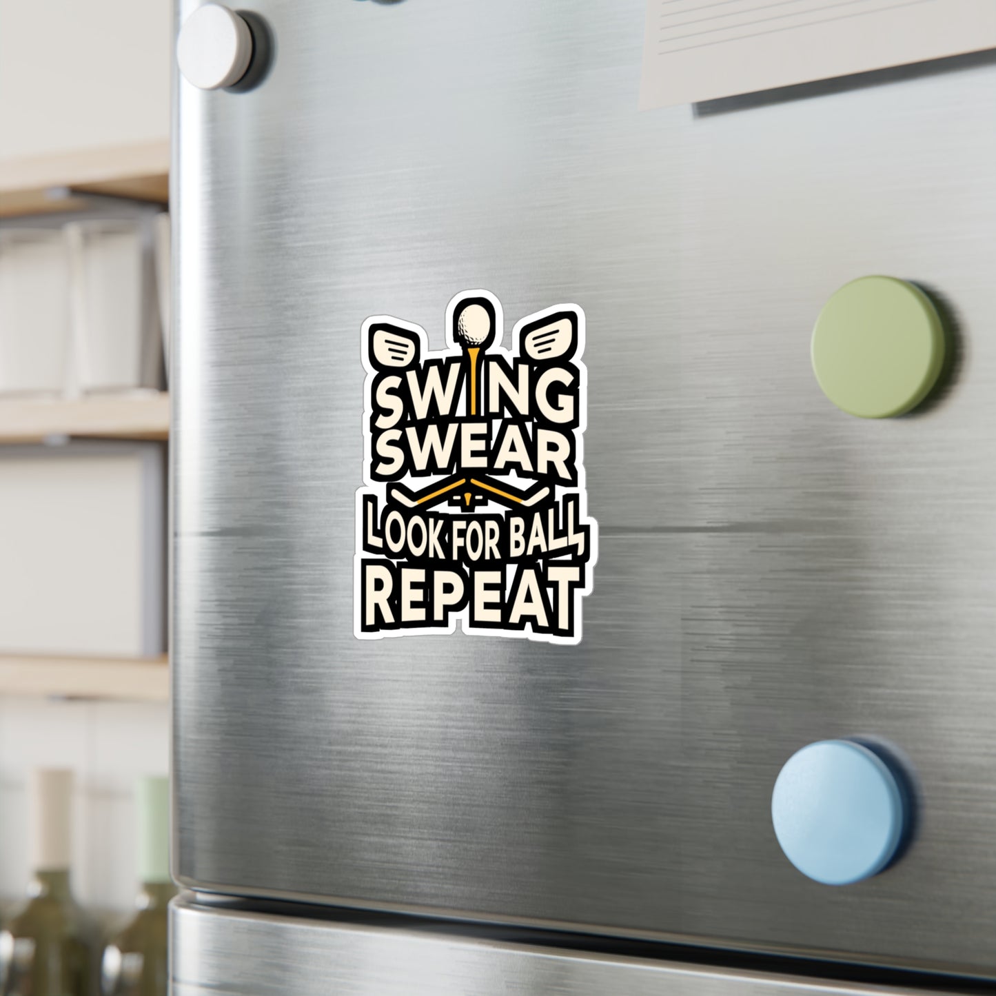 Swing Swear Look For Ball Repeat - Golf Sticker for Laptop Sticker. Water Bottle Sticker, Vinyl Golfer Decal - Golf Gift