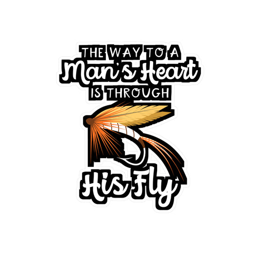 The Way To A Man's Heart Fly Fishing | Fishing Sticker | Angling Decals | Lake Laptop Sticker | Fishing Gift | Angling Gift