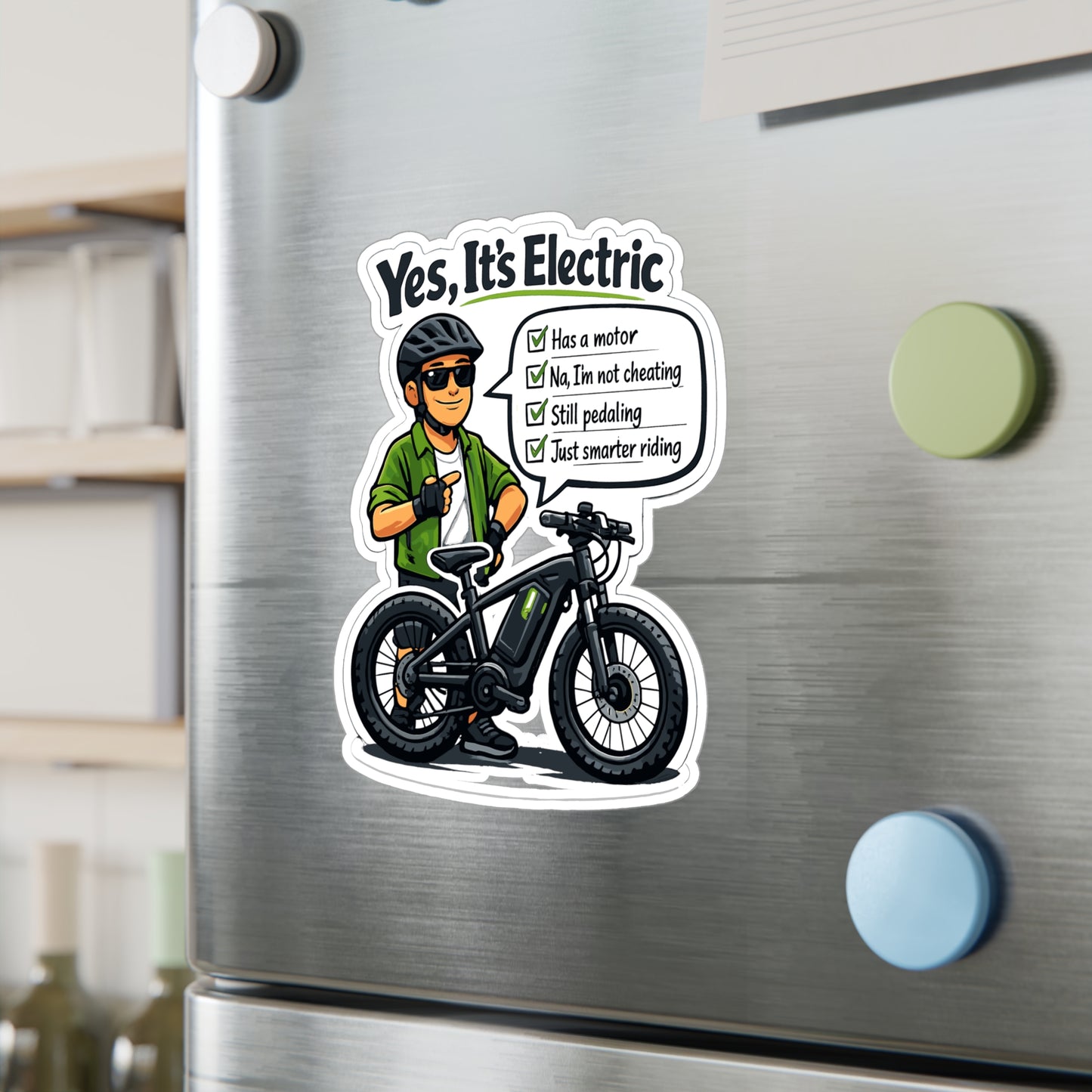 E-Bike Sticker Yes, It’s Electric - Waterproof Vinyl Decals for Electric Bike, Laptop, Water Bottle, eCycling e Cyclist
