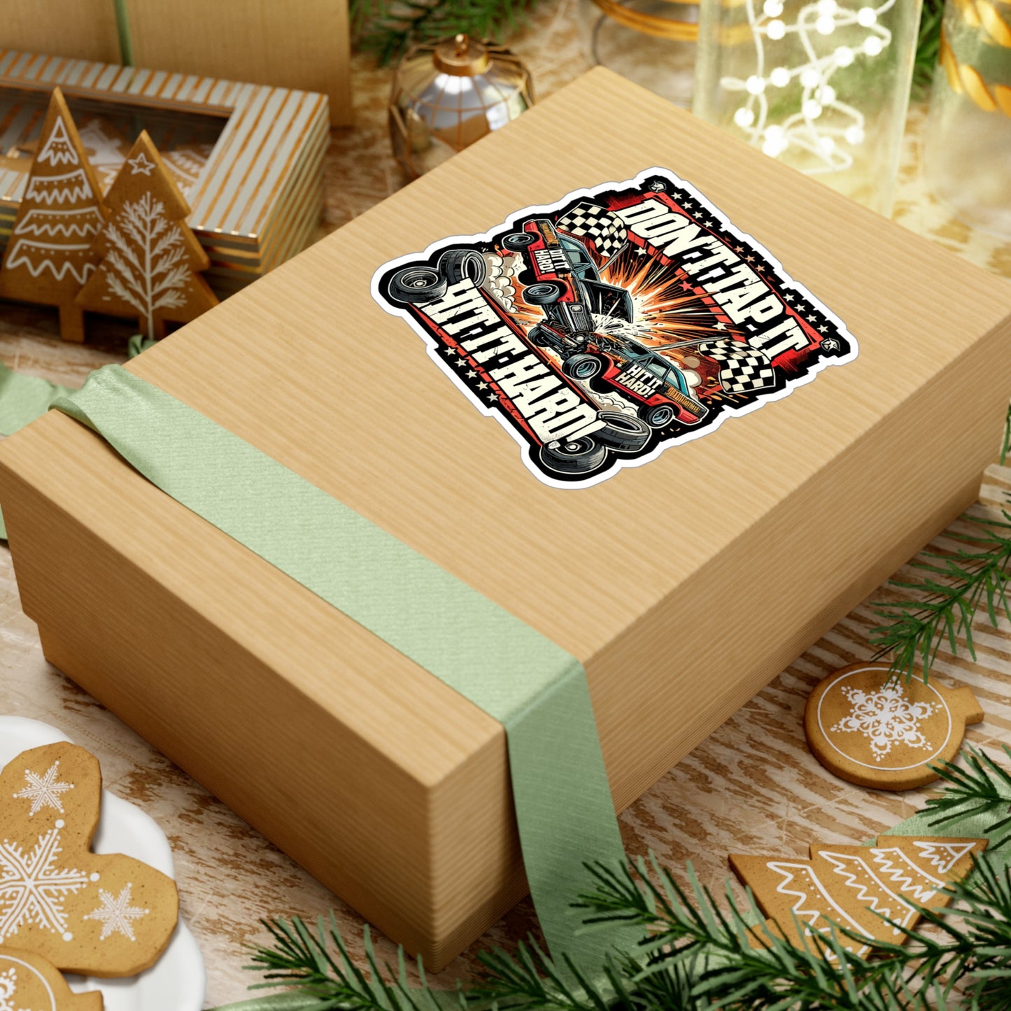 Don't Tap It Hit It Hard - Demolition derby Sticker for Laptop Sticker. Water Bottle Sticker, Vinyl Car crash Decal - Demolition derby Gift